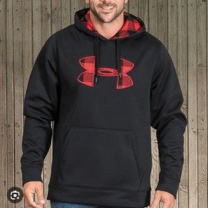 NWOT - Men’s Black Under Amour Hoodie with Red Buffalo Check